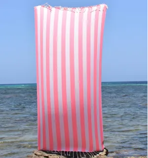 Fouta Alaska rose fluo - Serviette Jacquard 100x200 cm en Coton Recyclé - Serviette de plage - Serviette absorbante - Fouta